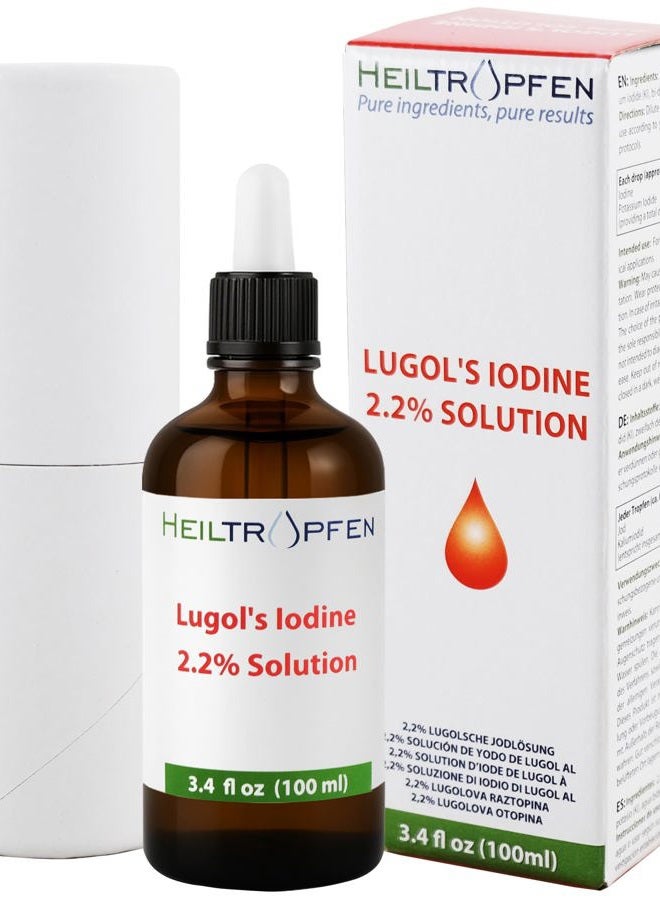 Heiltropfen 2.2% Lugol's Iodine Solution (3.4 Fl Oz), Pharmaceutical Grade, Lugols Solution Made with Iodine and Potassium Iodide. ® - Image 1